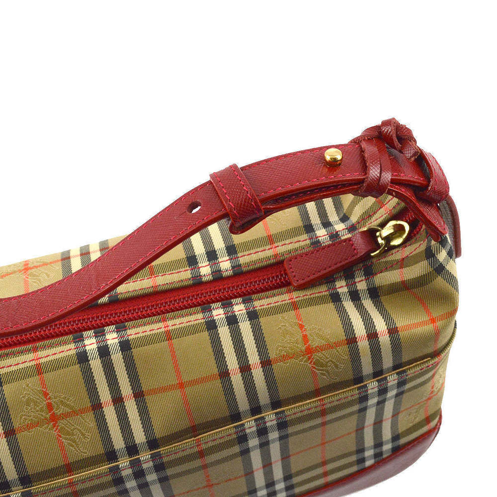 BURBERRY Red Beige House Check Handbag 172316 - Picture 4 of 10